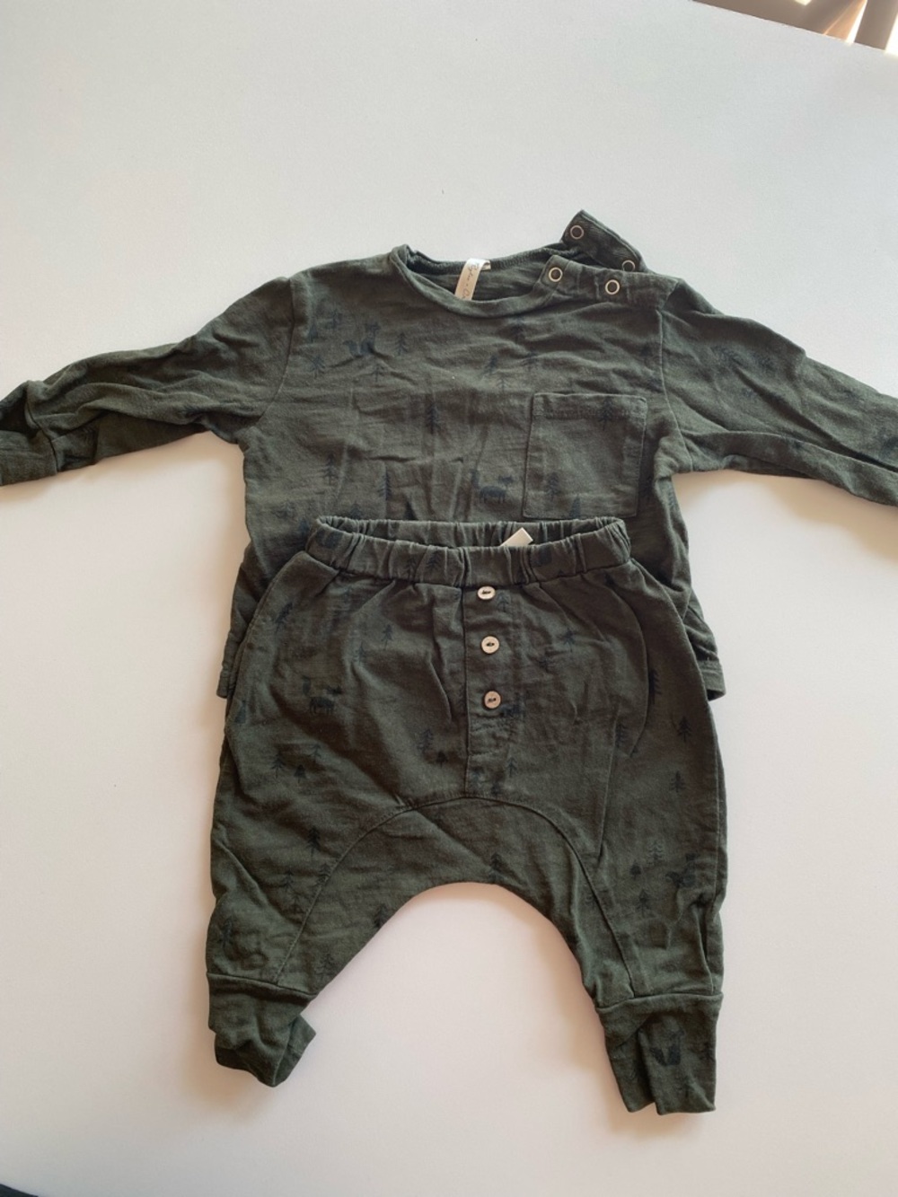 Olive Green Two-Piece Bottoms Set